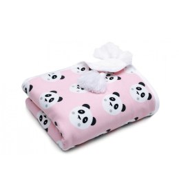 Bawełniany Kocyk dla Dzieci i Niemowląt -Pandy buźki różowe